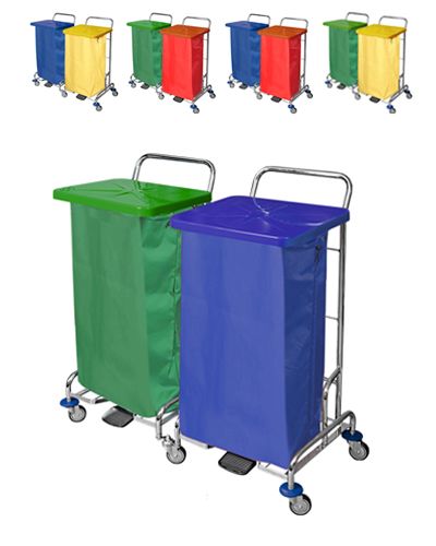 Carrinho de Lavandaria Kombo com dois sacos Azul / Verde